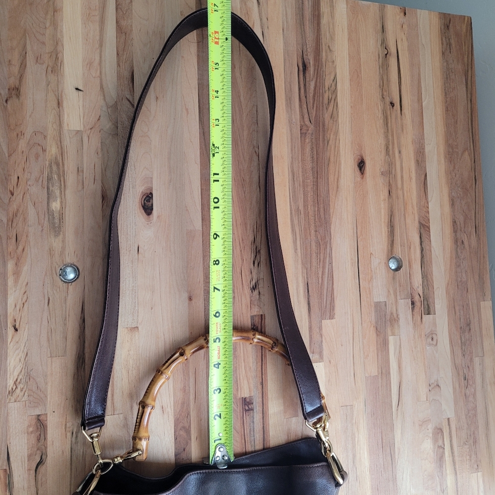 Imperfect Vintage Gucci Leather Shoulder Bag Bamboo Handle & Removable Strap - Picture 14 of 16